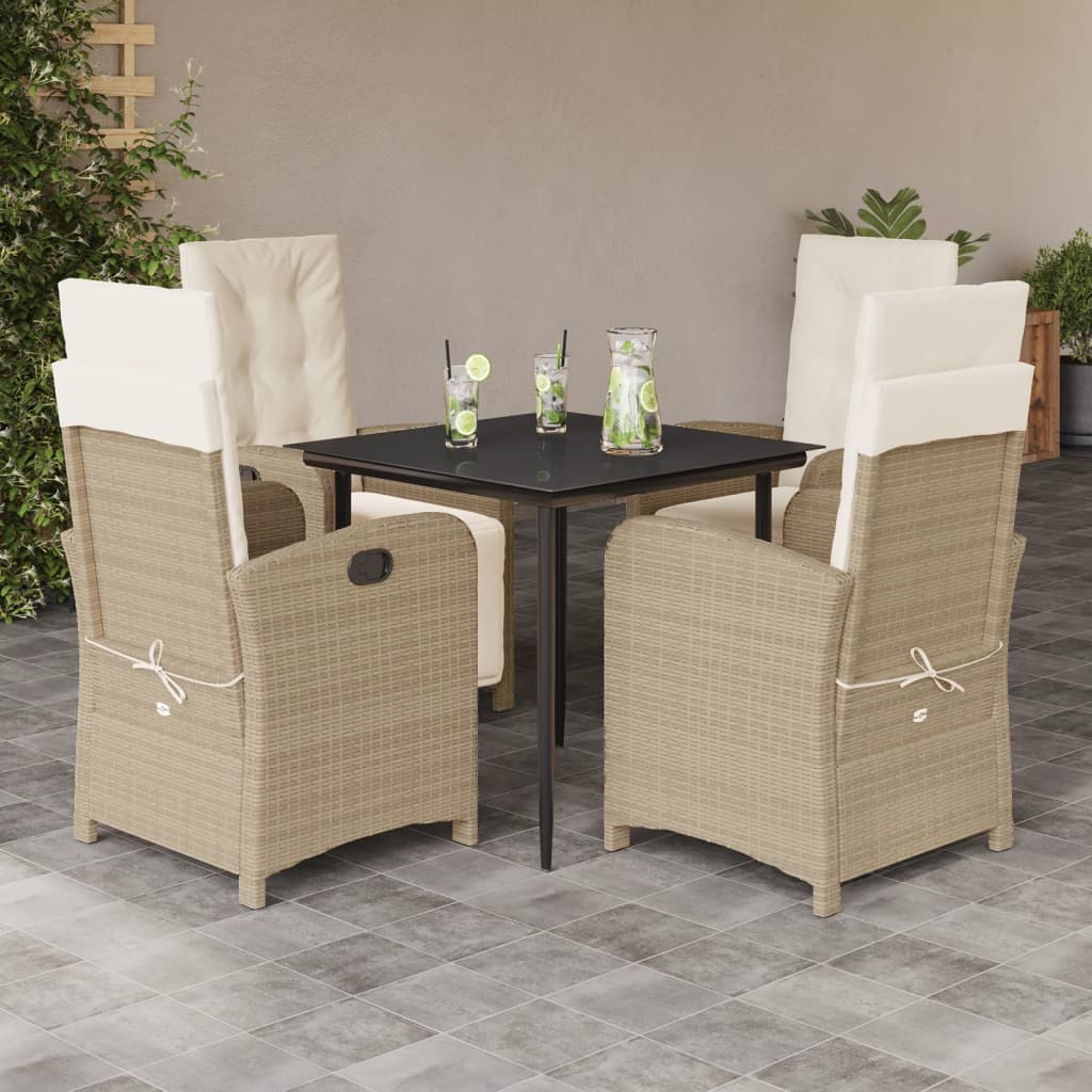 5-Delige Tuinset Met Kussens Poly Rattan Beige