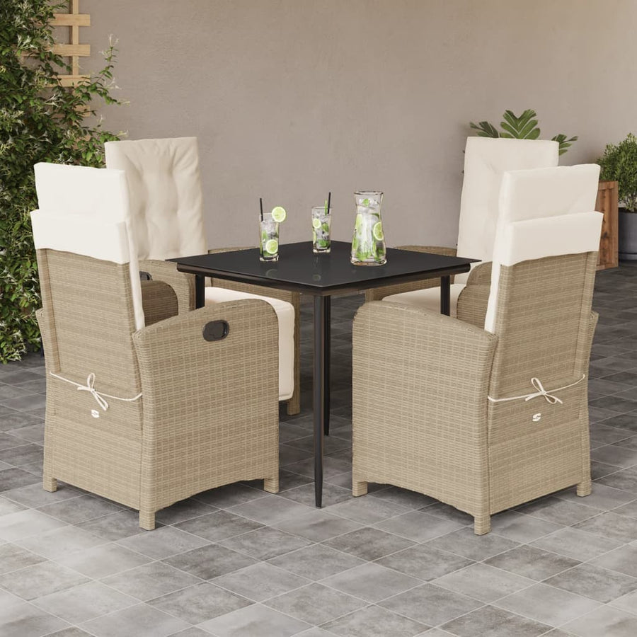 5-Delige Tuinset Met Kussens Poly Rattan Beige