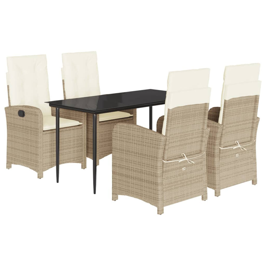 5-Delige Tuinset Met Kussens Poly Rattan Beige