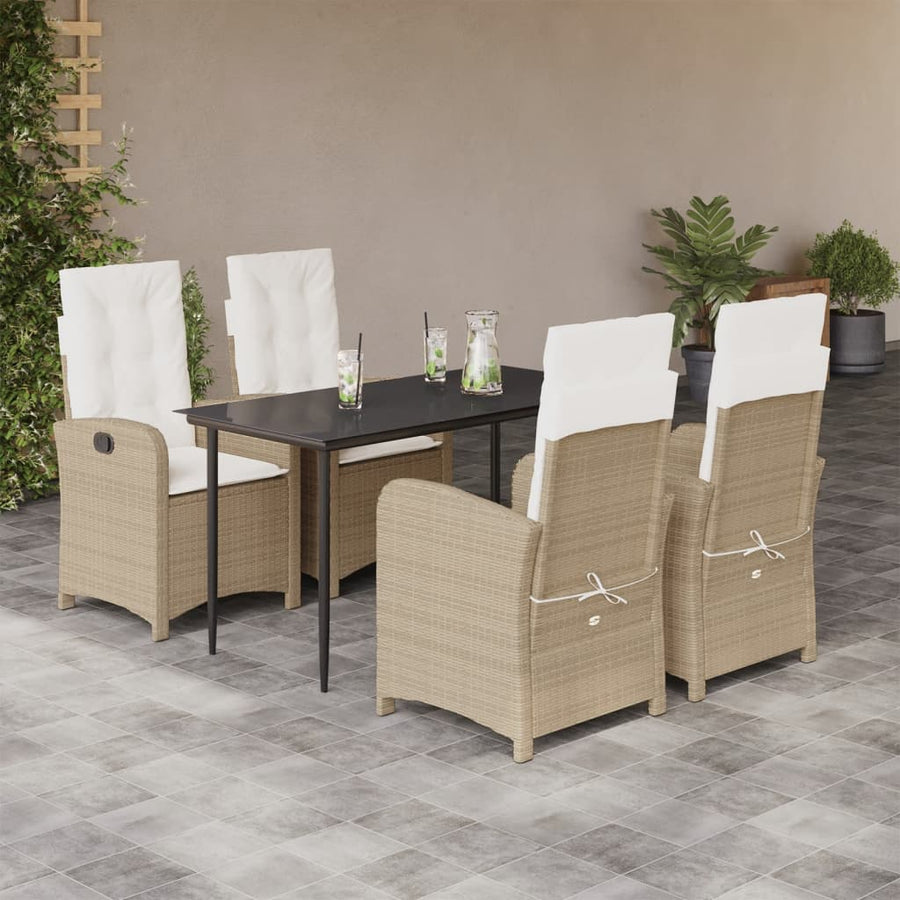 5-Delige Tuinset Met Kussens Poly Rattan Beige