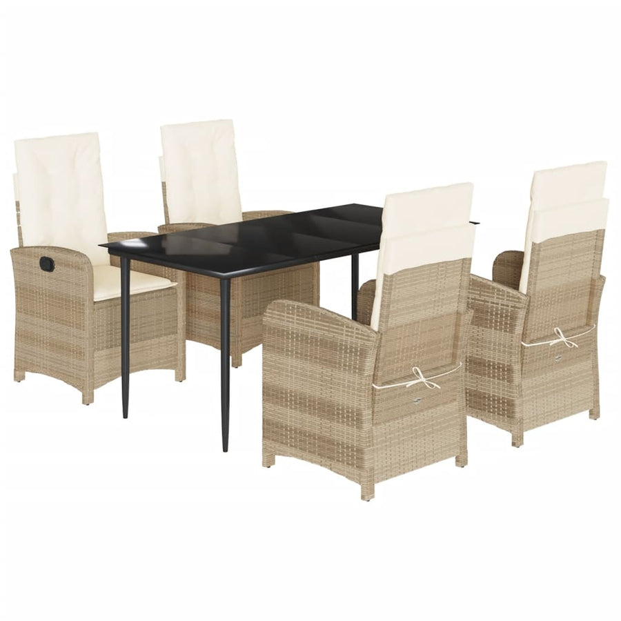 5-Delige Tuinset Met Kussens Poly Rattan Beige