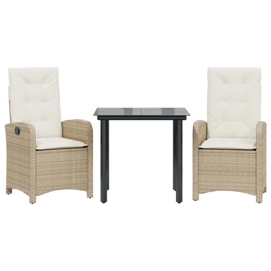 3-Delige Tuinset Met Kussens Poly Rattan Beige