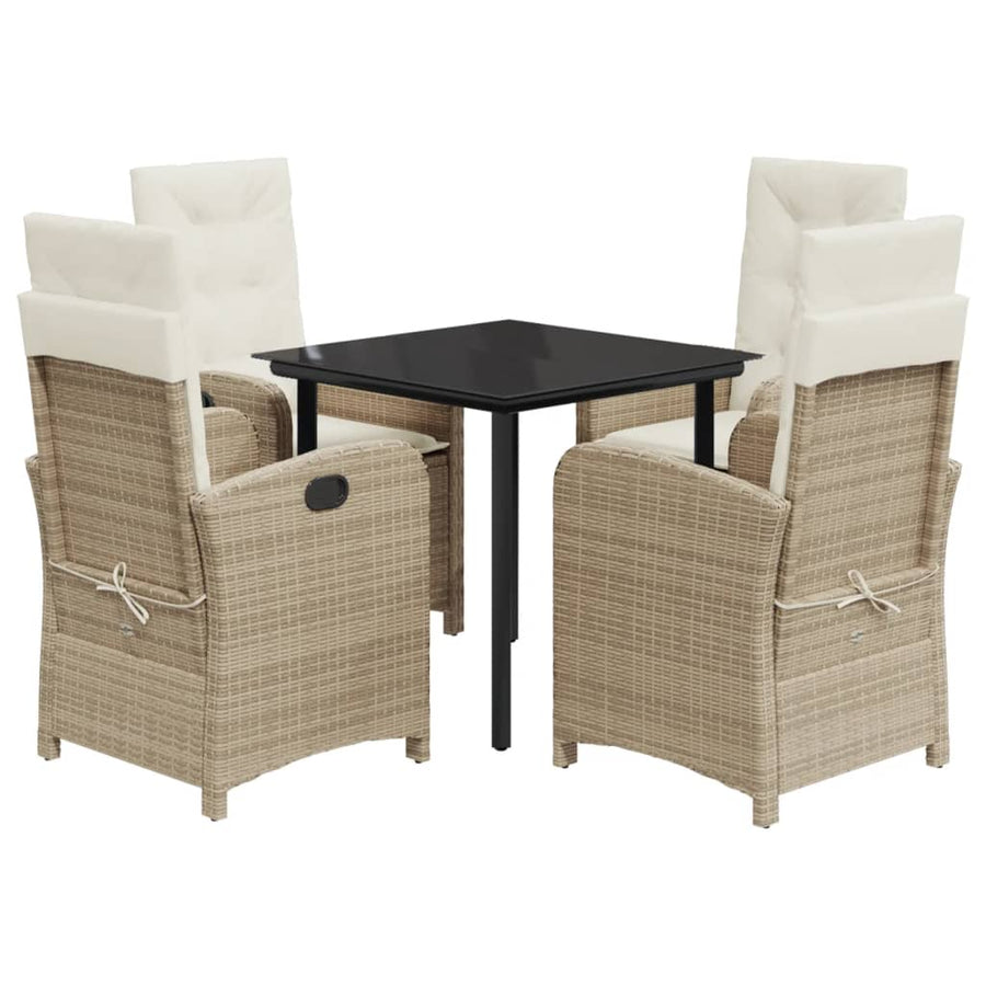5-Delige Tuinset Met Kussens Poly Rattan Beige