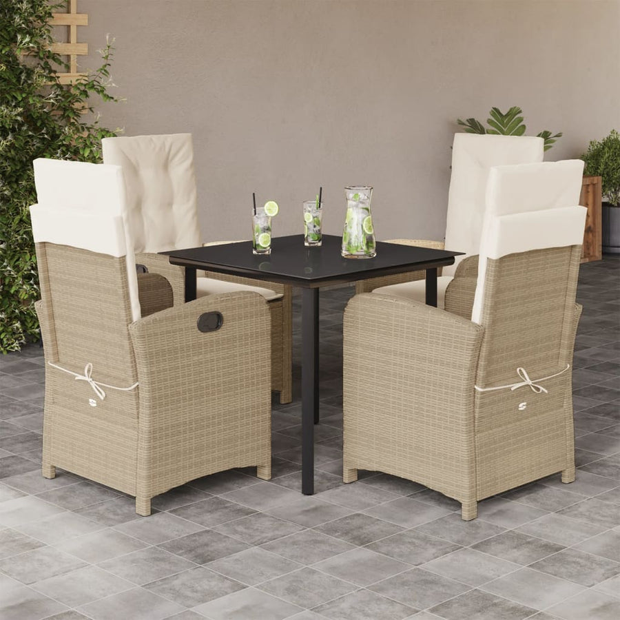 5-Delige Tuinset Met Kussens Poly Rattan Beige