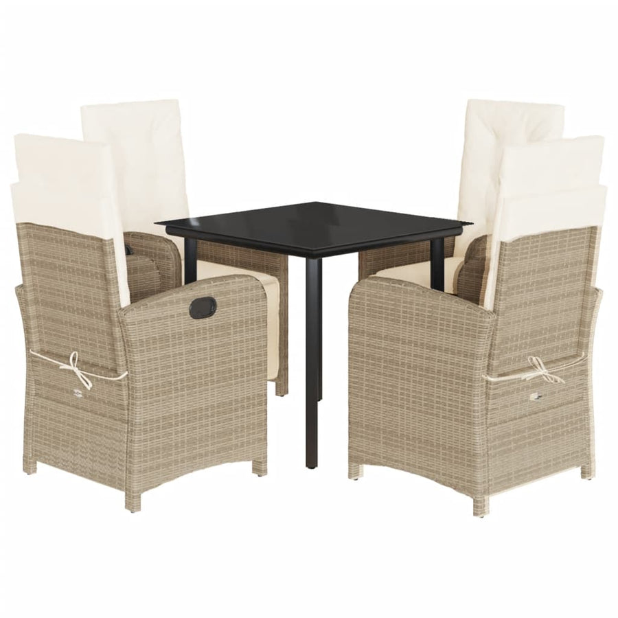5-Delige Tuinset Met Kussens Poly Rattan Beige