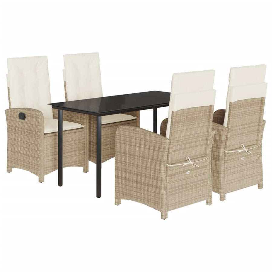 5-Delige Tuinset Met Kussens Poly Rattan Beige