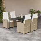 5-piece Garden Set with Cushions, Poly Rattan, Beige