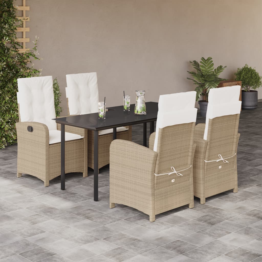 5-Delige Tuinset Met Kussens Poly Rattan Beige