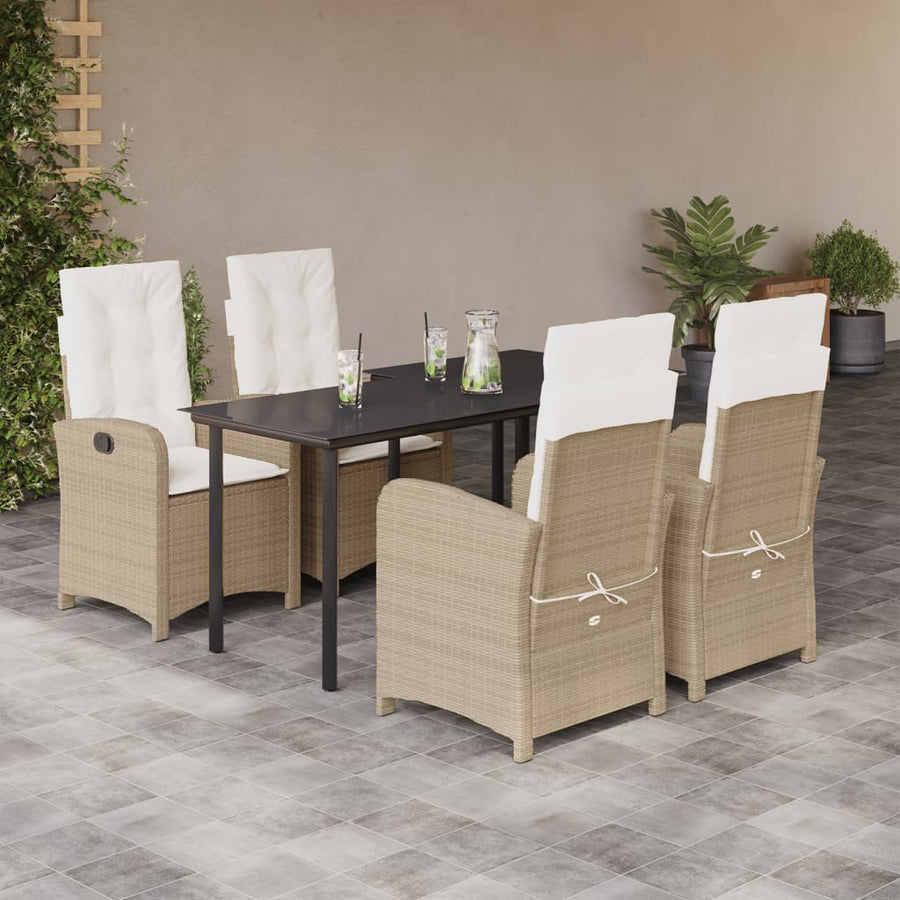 5-Delige Tuinset Met Kussens Poly Rattan Beige