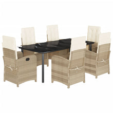7-Delige Tuinset Met Kussens Poly Rattan Beige 6 200 cm tafellengte
