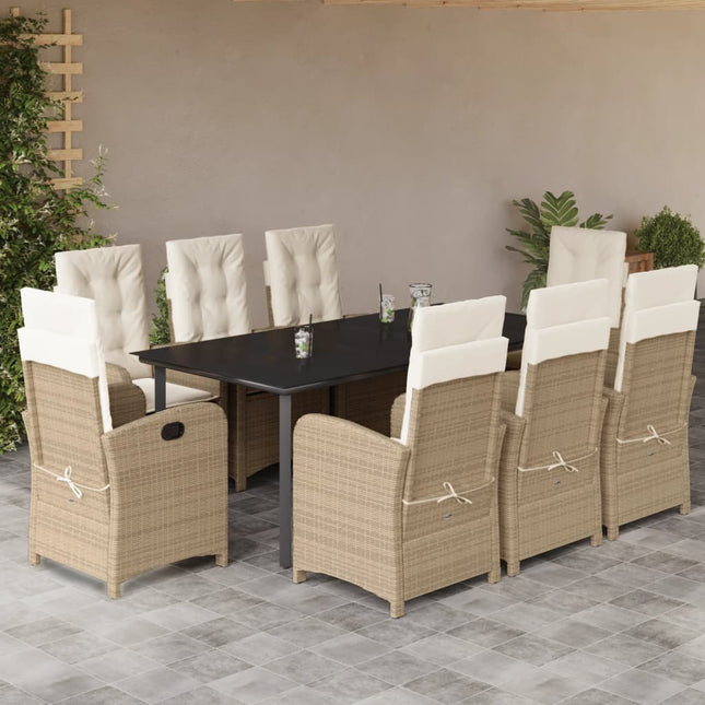 9-Delige Tuinset Met Kussens Poly Rattan Beige