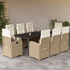 9-Delige Tuinset Met Kussens Poly Rattan Beige