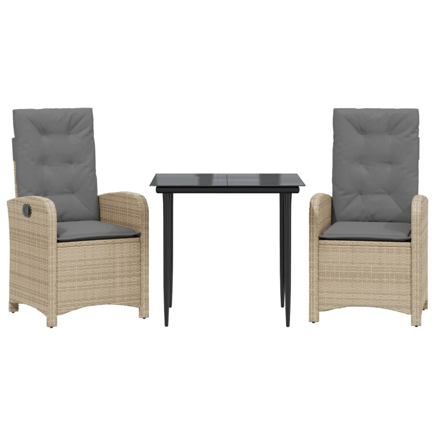 3-Delige Tuinset Met Kussens Poly Rattan Gemengd Beige