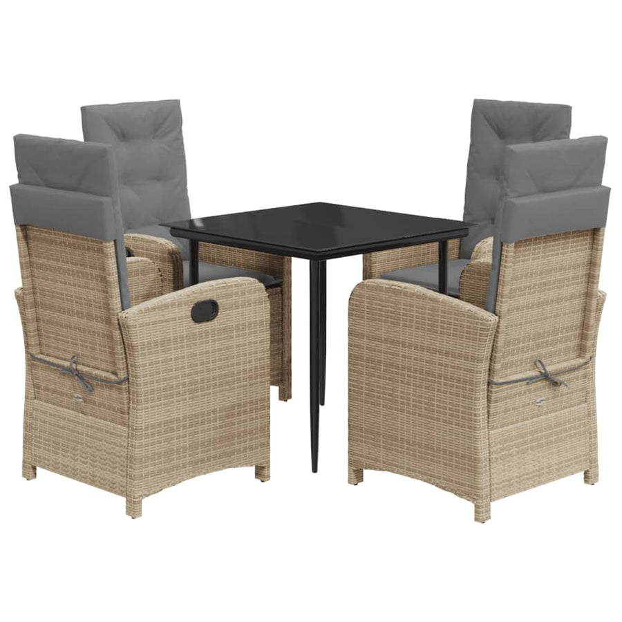 5-Delige Tuinset Met Kussens Poly Rattan Gemengd Beige