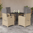 5-piece Garden Set with Cushions Poly Rattan Mixed Beige