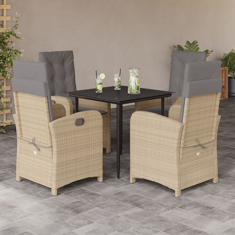 5-Delige Tuinset Met Kussens Poly Rattan Gemengd Beige