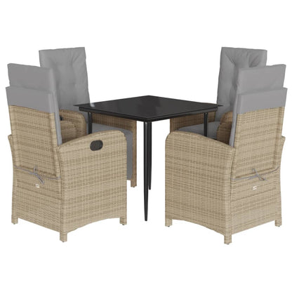 5-Delige Tuinset Met Kussens Poly Rattan Gemengd Beige