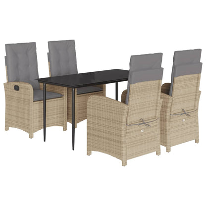 5-Delige Tuinset Met Kussens Poly Rattan Gemengd Beige