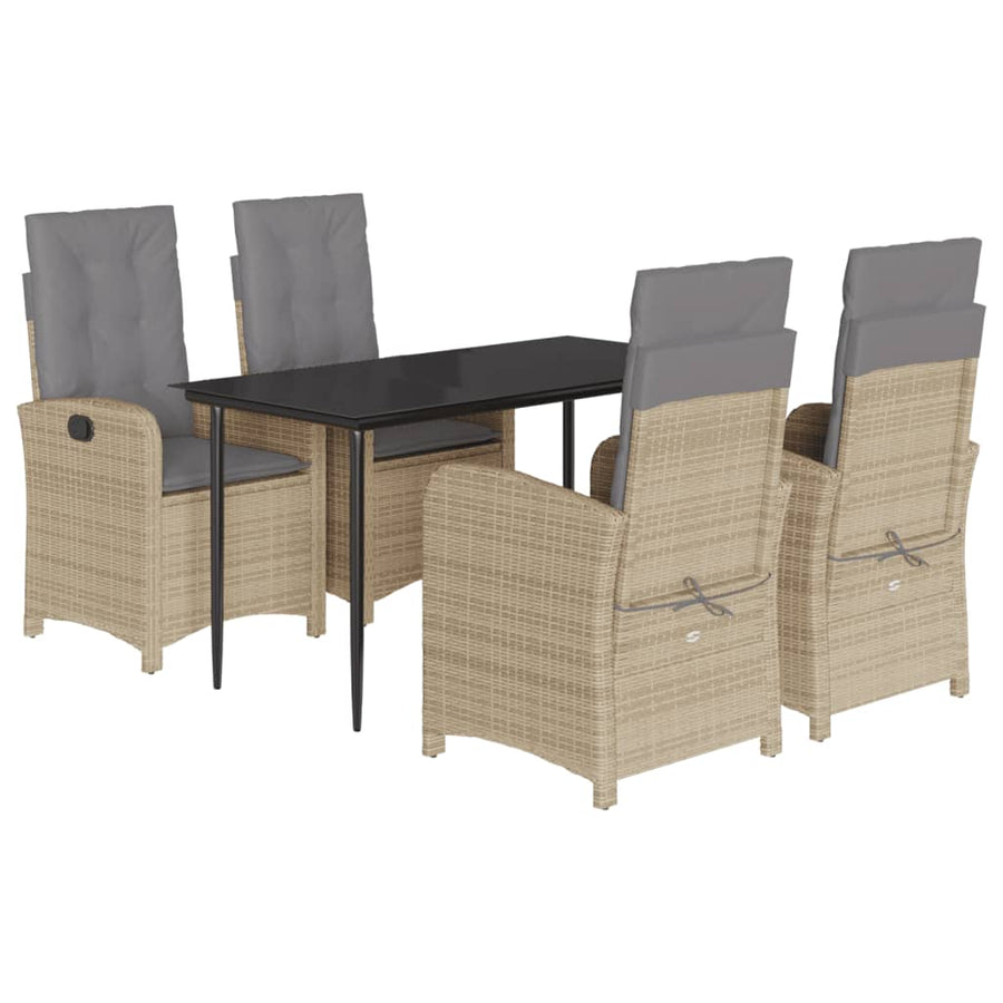 5-Delige Tuinset Met Kussens Poly Rattan Gemengd Beige