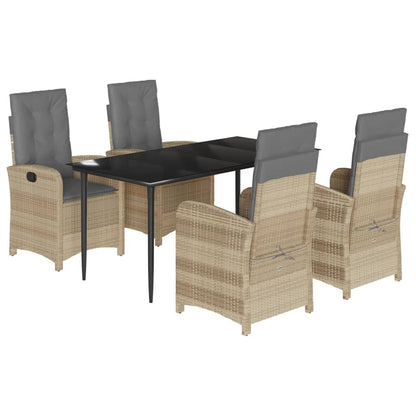 5-Delige Tuinset Met Kussens Poly Rattan Gemengd Beige