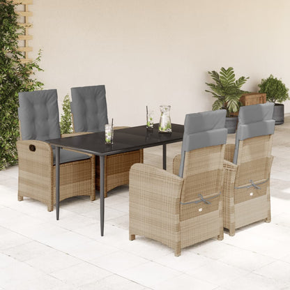 5-Delige Tuinset Met Kussens Poly Rattan Gemengd Beige