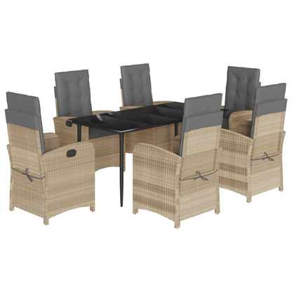 7-Delige Tuinset Met Kussens Poly Rattan Gemengd Beige