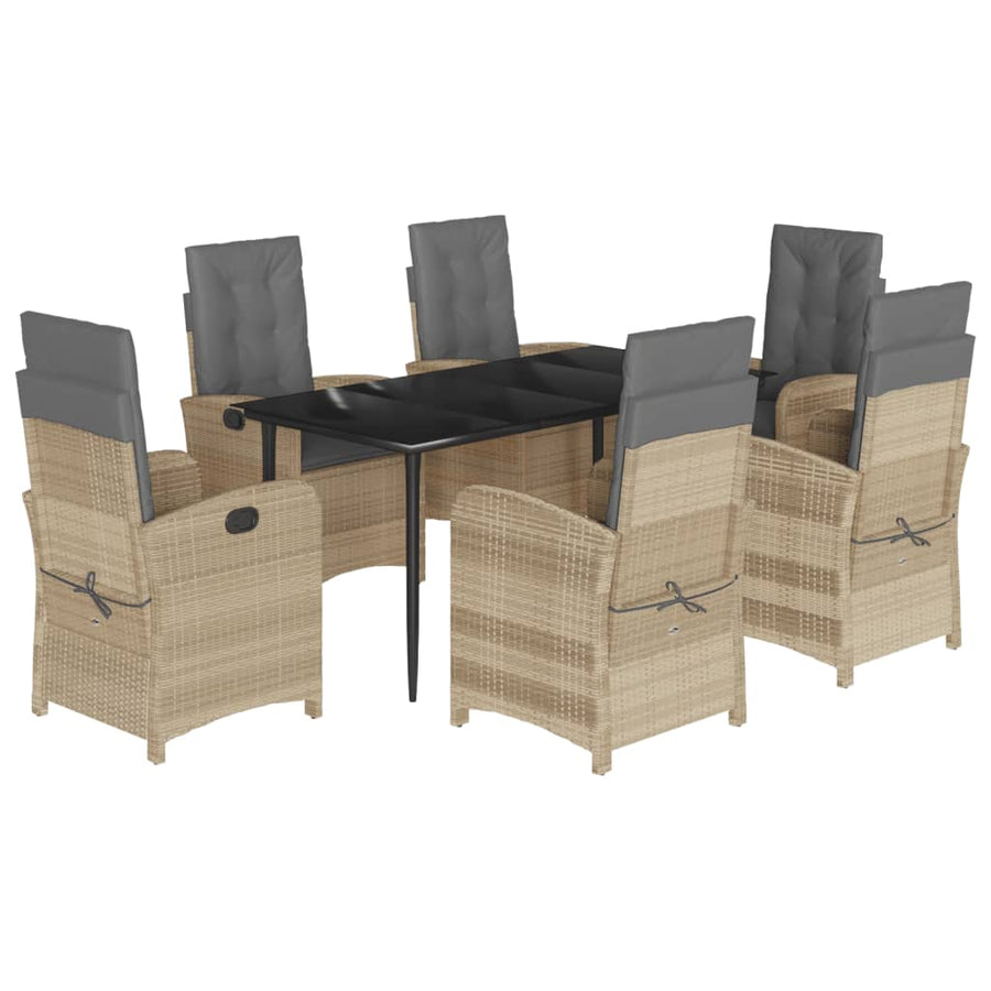7-Delige Tuinset Met Kussens Poly Rattan Gemengd Beige