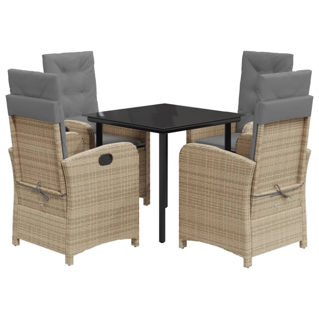 5-Delige Tuinset Met Kussens Poly Rattan Gemengd Beige