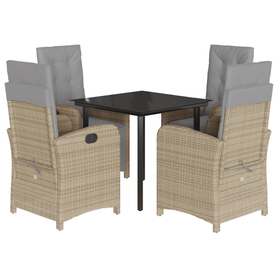 5-Delige Tuinset Met Kussens Poly Rattan Gemengd Beige