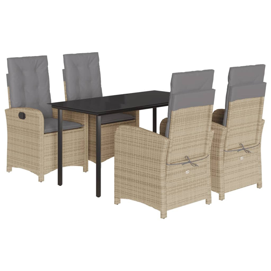 5-Delige Tuinset Met Kussens Poly Rattan Gemengd Beige