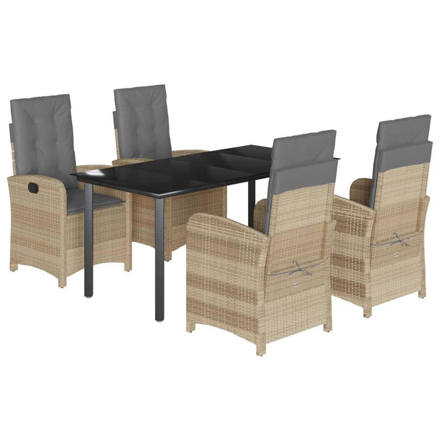 5-Delige Tuinset Met Kussens Poly Rattan Gemengd Beige