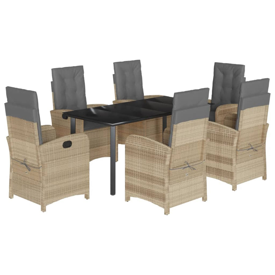 7-Delige Tuinset Met Kussens Poly Rattan Gemengd Beige