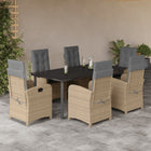 Tuinset 7-delig poly rattan gemengd beige 200x100x74 cm