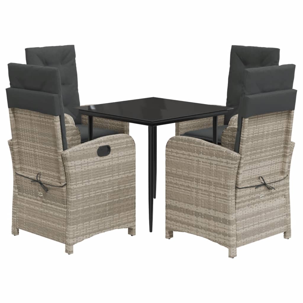 5-Delige Tuinset Met Kussens Poly Rattan Lichtgrijs
