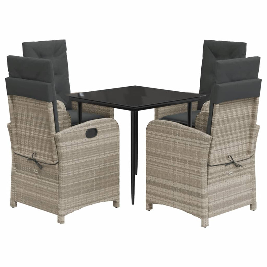 5-Delige Tuinset Met Kussens Poly Rattan Lichtgrijs
