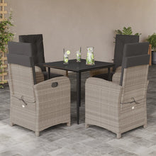 5-Delige Tuinset Met Kussens Poly Rattan Lichtgrijs