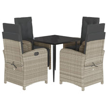 5-Delige Tuinset Met Kussens Poly Rattan Lichtgrijs