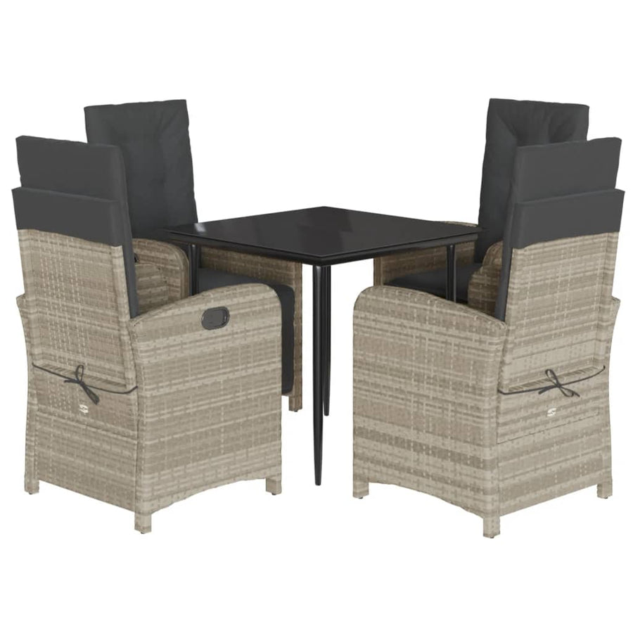 5-Delige Tuinset Met Kussens Poly Rattan Lichtgrijs