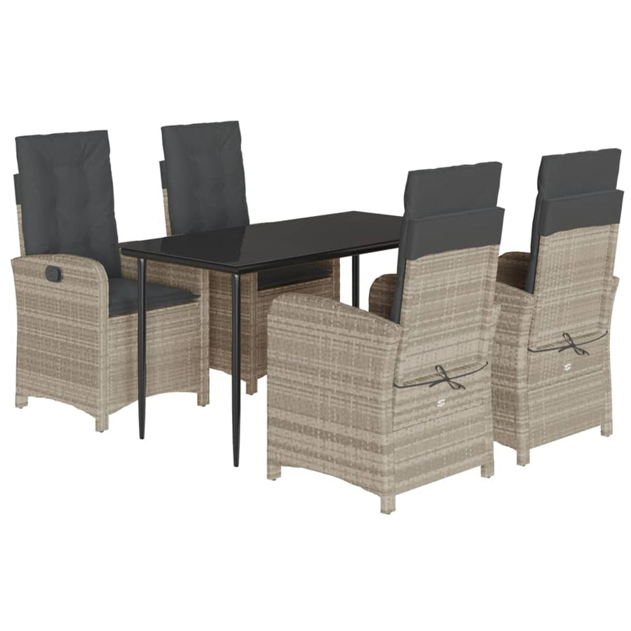 5-Delige Tuinset Met Kussens Poly Rattan Lichtgrijs