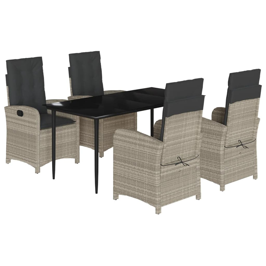 5-Delige Tuinset Met Kussens Poly Rattan Lichtgrijs