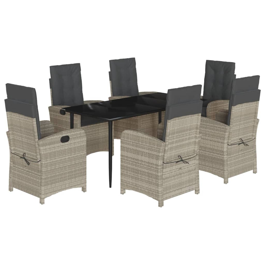 7-Delige Tuinset Met Kussens Poly Rattan Grijs