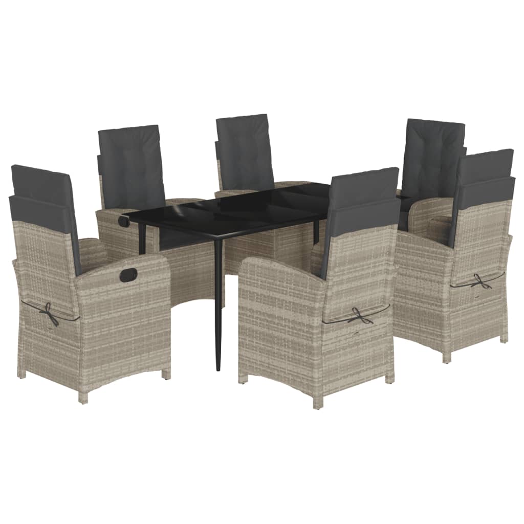 7-Delige Tuinset Met Kussens Poly Rattan Grijs