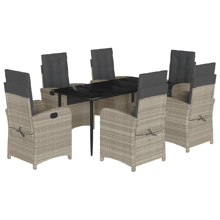 7-Delige Tuinset Met Kussens Poly Rattan Grijs