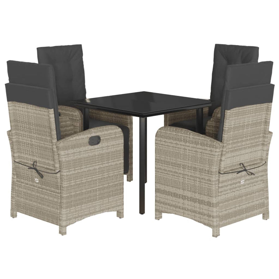 5-Delige Tuinset Met Kussens Poly Rattan Lichtgrijs