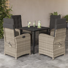 5-piece Garden Lounge Set with cushions poly rattan light grey