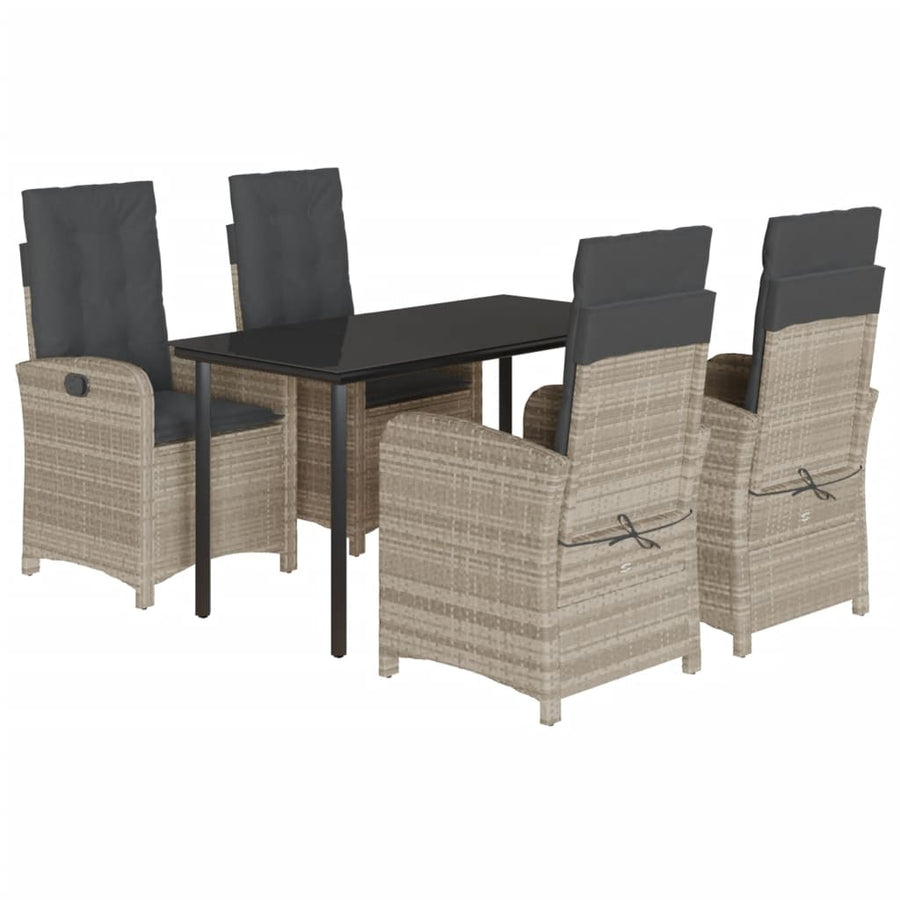 5-Delige Tuinset Met Kussens Poly Rattan Lichtgrijs
