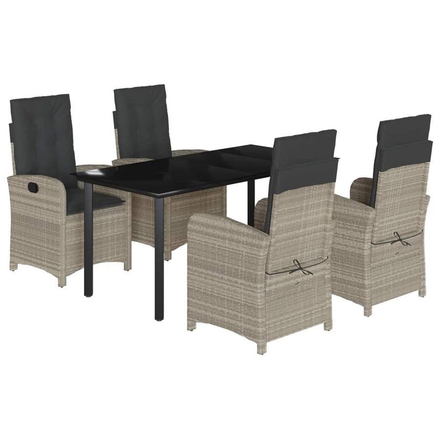 5-Delige Tuinset Met Kussens Poly Rattan Lichtgrijs