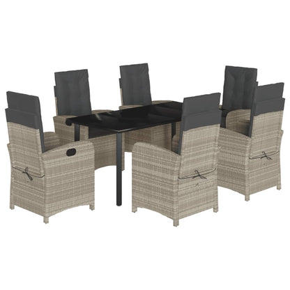 7-Delige Tuinset Met Kussens Poly Rattan Grijs