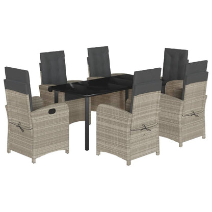 7-Delige Tuinset Met Kussens Poly Rattan Grijs