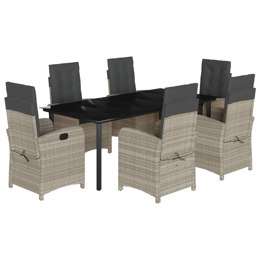 7-Delige Tuinset Met Kussens Poly Rattan Grijs 6 200 cm tafellengte